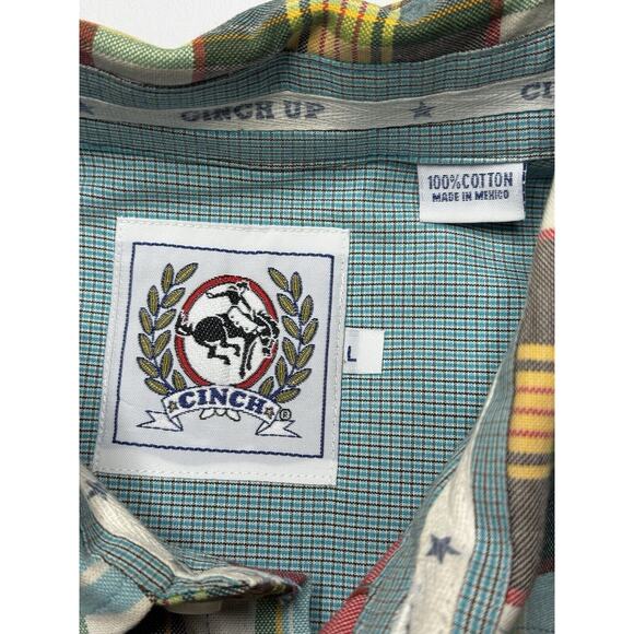 Cinch Men’s Long Sleeve Mulitcolor Plaid Button Up Western Shirt - Size L - Picture 4 of 4